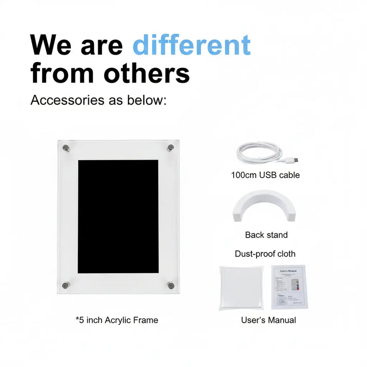 Digital Forever Photo Frame 5 Inch – 4G Memory IPS Display with 1200mAh Battery Klyra