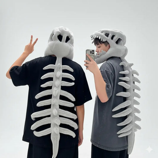 Realistic Dinosaur Skeleton Costume Set – 75/115CM Plush Cosplay Outfit & Funny Headgear Gift for Kids & Adults Klyra