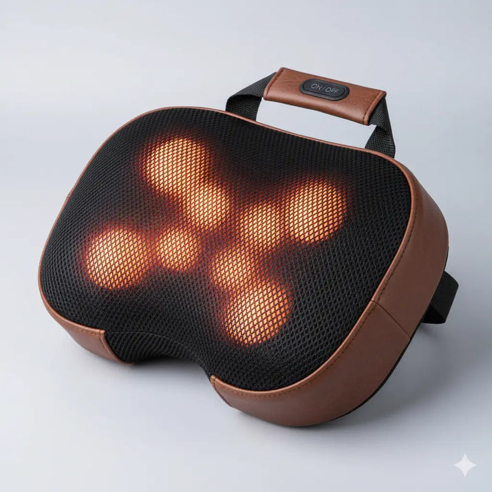 Electric Massage Pillow – Heated Neck & Shoulder Massager with 3D Kneading Rollers and Adjustable Straps Klyra