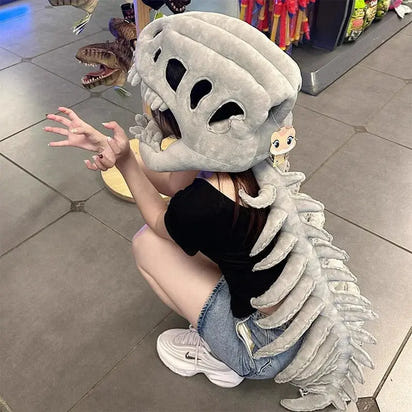 Realistic Dinosaur Skeleton Costume Set – 75/115CM Plush Cosplay Outfit & Funny Headgear Gift for Kids & Adults Klyra