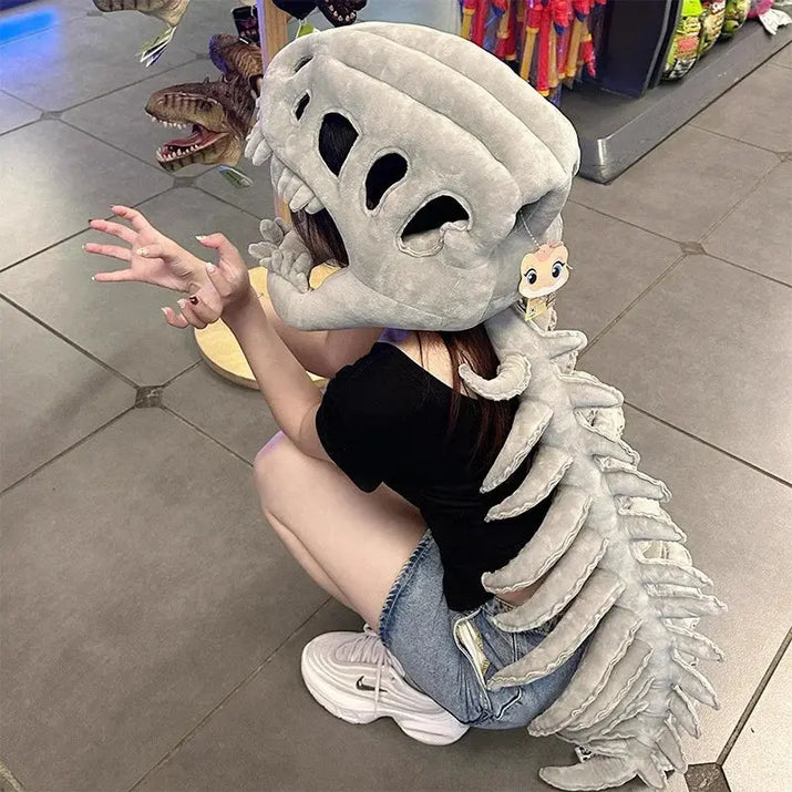 Realistic Dinosaur Skeleton Costume Set – 75/115CM Plush Cosplay Outfit & Funny Headgear Gift for Kids & Adults Klyra