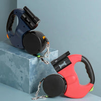 Retractable Dual Dog Leash – LED Light, 360° Swivel, No-Tangle with 3M Reflective Leads & Independent Brakes Klyra